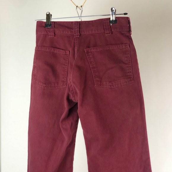 70s Vintage Maroon Jeans/Bell Bottoms - Size Small - Picture 4 of 6